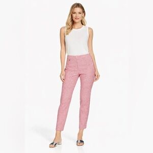 Adrianna Papell Kate Dress Pants Pink Gingham Plaid Ankle